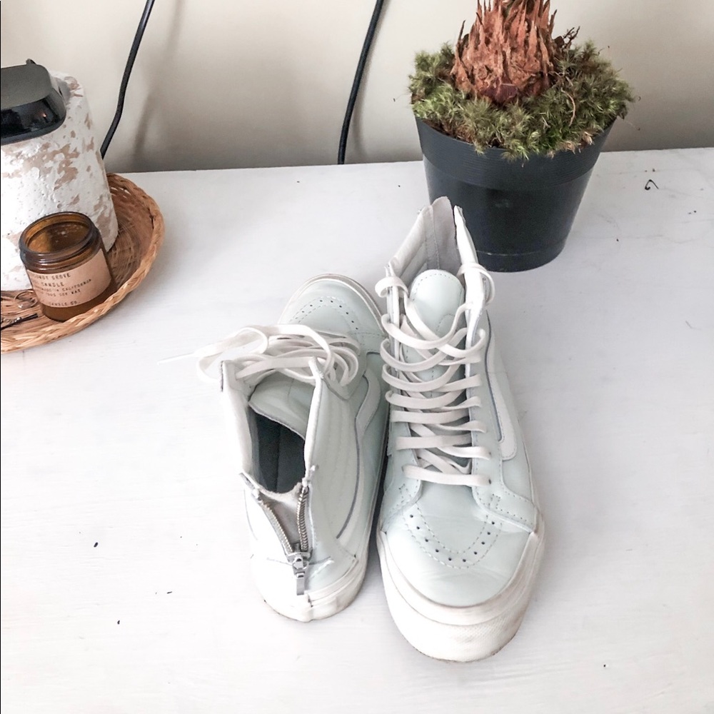 Vans leather zip up high tops!